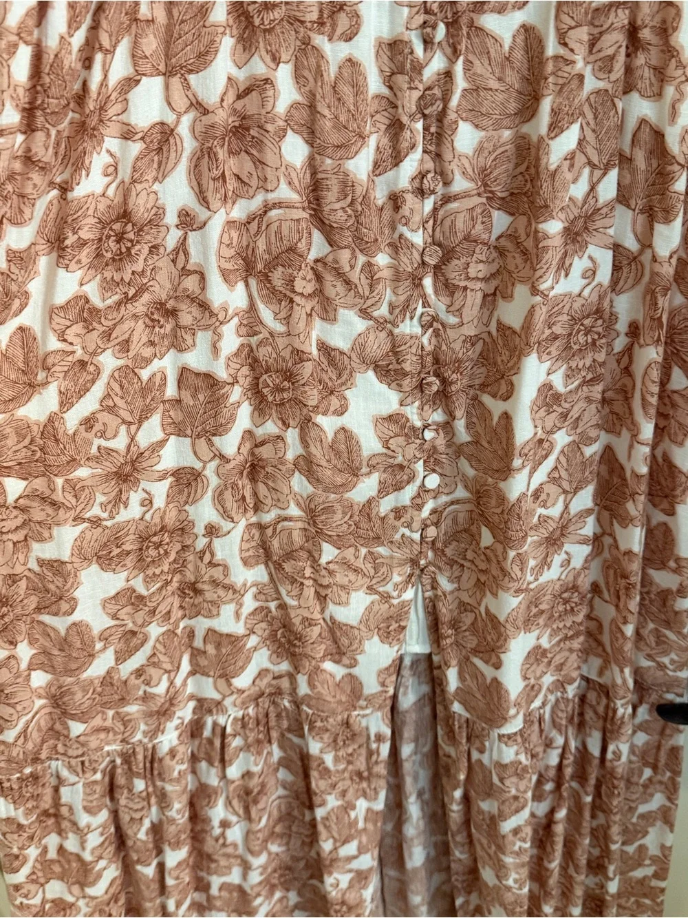 Abercrombie & Fitch White and Rust Floral V-Neck Spaghetti-Strap Maxi Dress